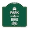 Signmission Park & Ride W/ Bicycle Graphic, Green & White Aluminum Architectural Sign, 18" x 18", GW-1818-23499 A-DES-GW-1818-23499 - alternate 1